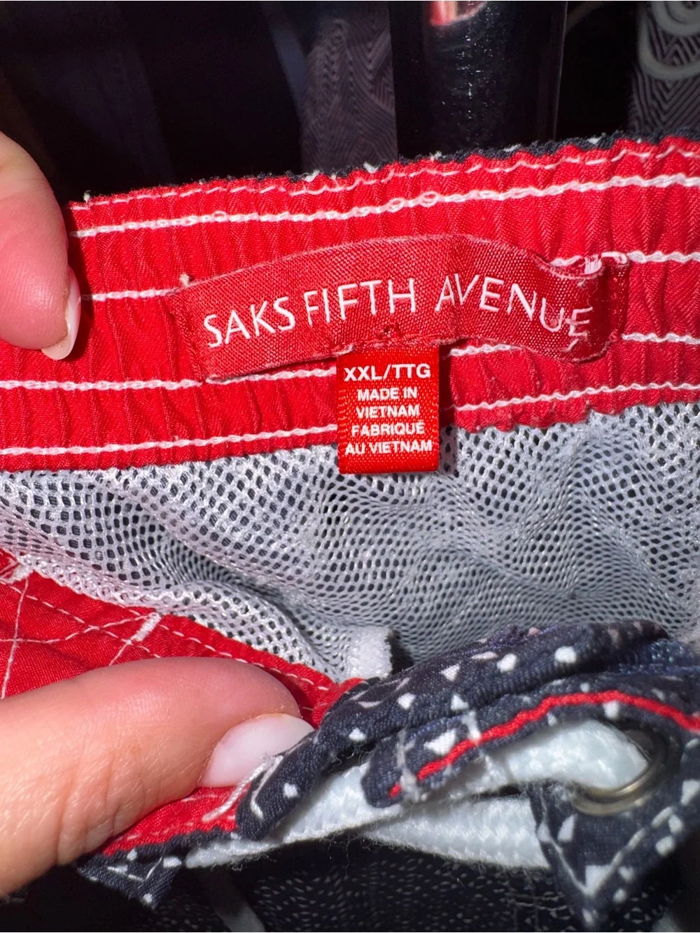 Saks Fifth Avenue Navy Micro Dot Swim Board Shorts